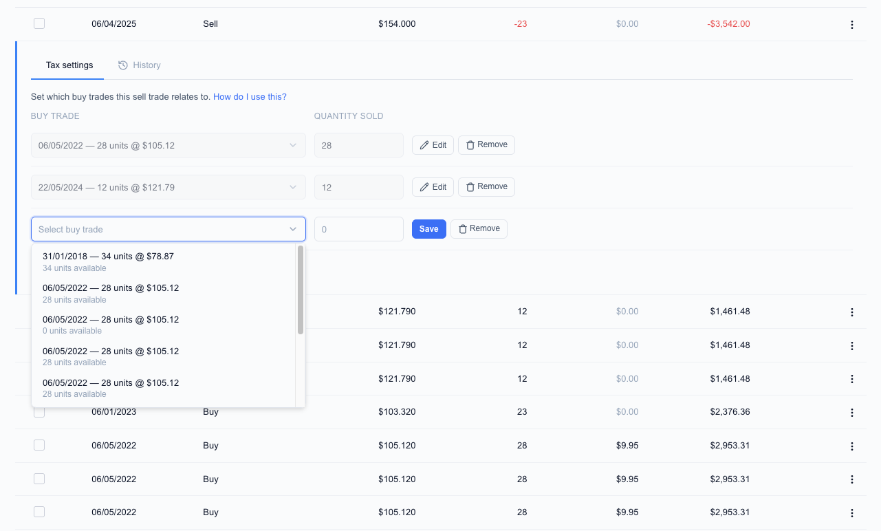 Manual parcel selection interface
